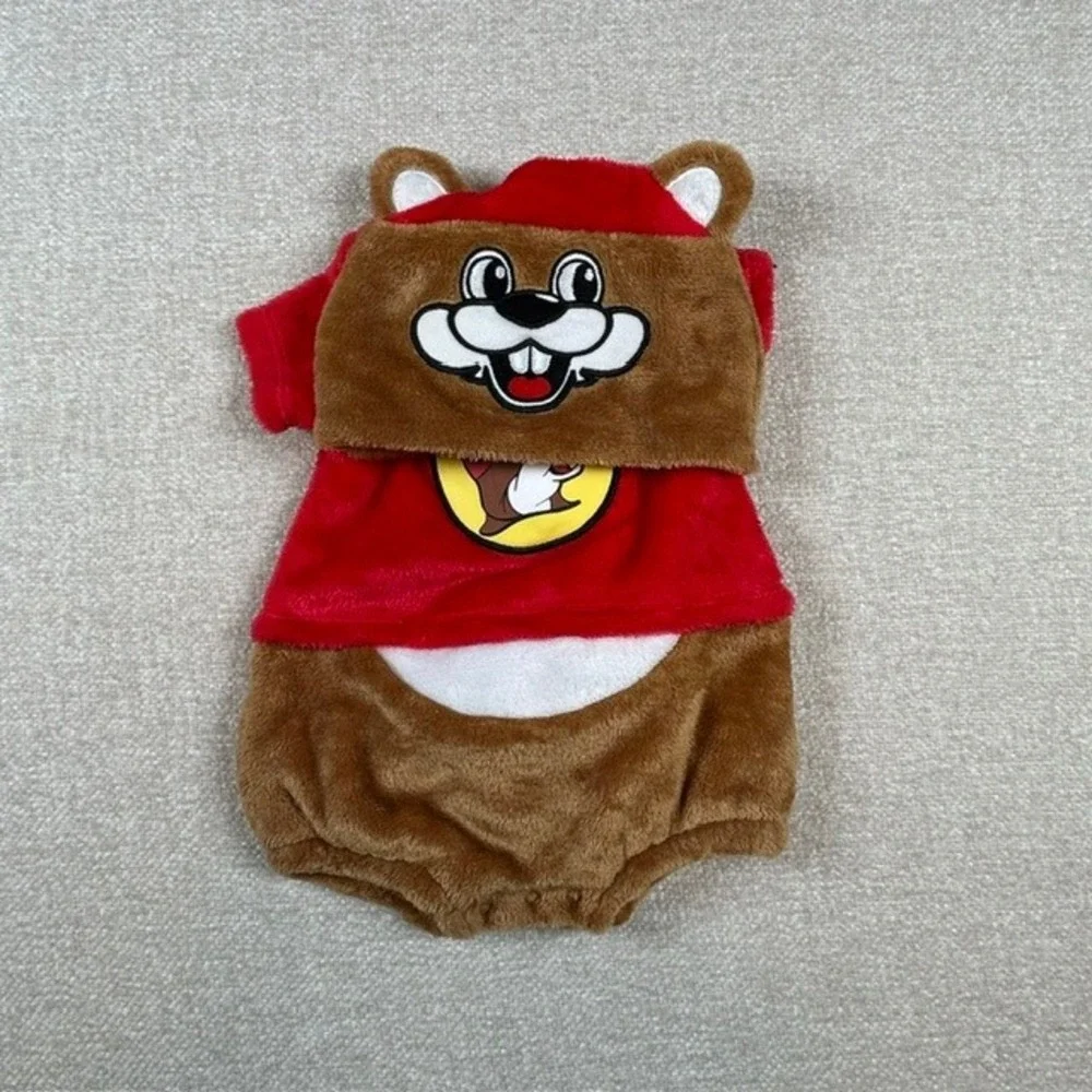Buc-ee's Infant 3M Romper & Hat Halloween Costume 2-piece Set Red Brown
